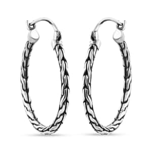 Bali Legacy Sterling Silver Tulang Naga Hoop Earrings 6.46 Grams