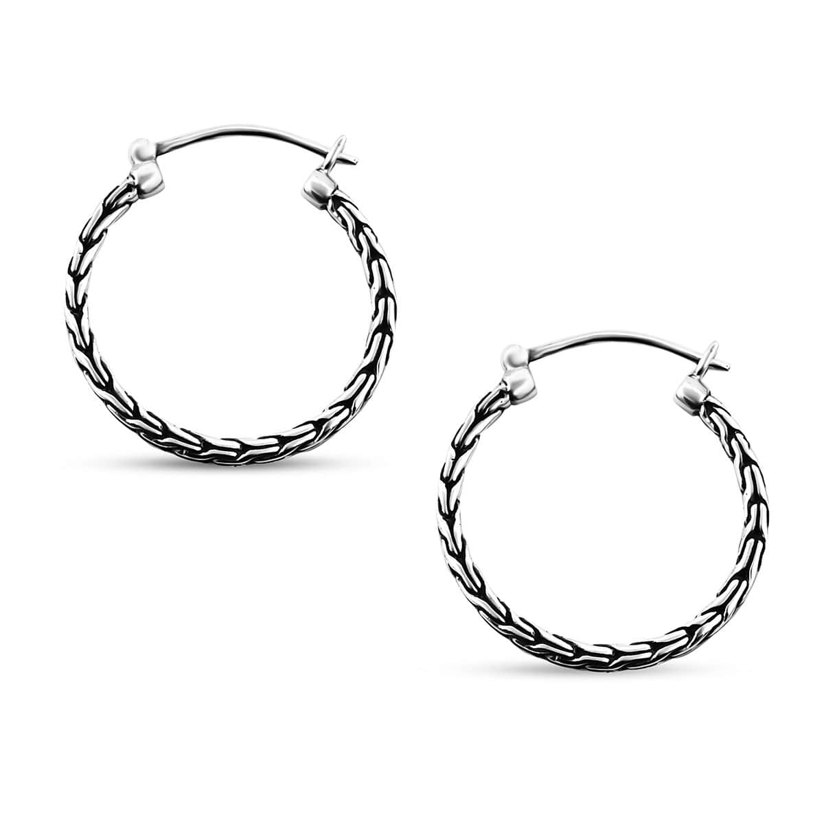 Bali Legacy Sterling Silver Tulang Naga Hoop Earrings 6.46 Grams image number 3