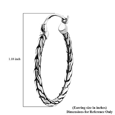 Bali Legacy Sterling Silver Tulang Naga Hoop Earrings 6.46 Grams