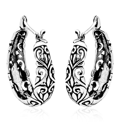 Bali Legacy Filigree Hoop Earrings in Sterling Silver 6.20 Grams