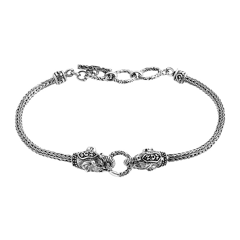 Bali Legacy Tulang Naga Elephant Bracelet in Sterling Silver (6.50-8.0In) 11.0 Grams