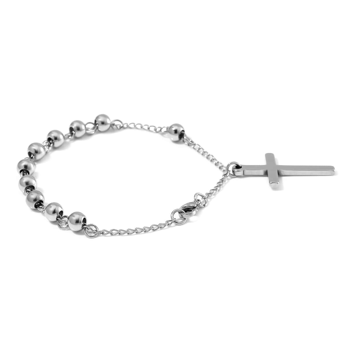 Cross Charm Bracelet in Stainless Steel (7.50 In) image number 3