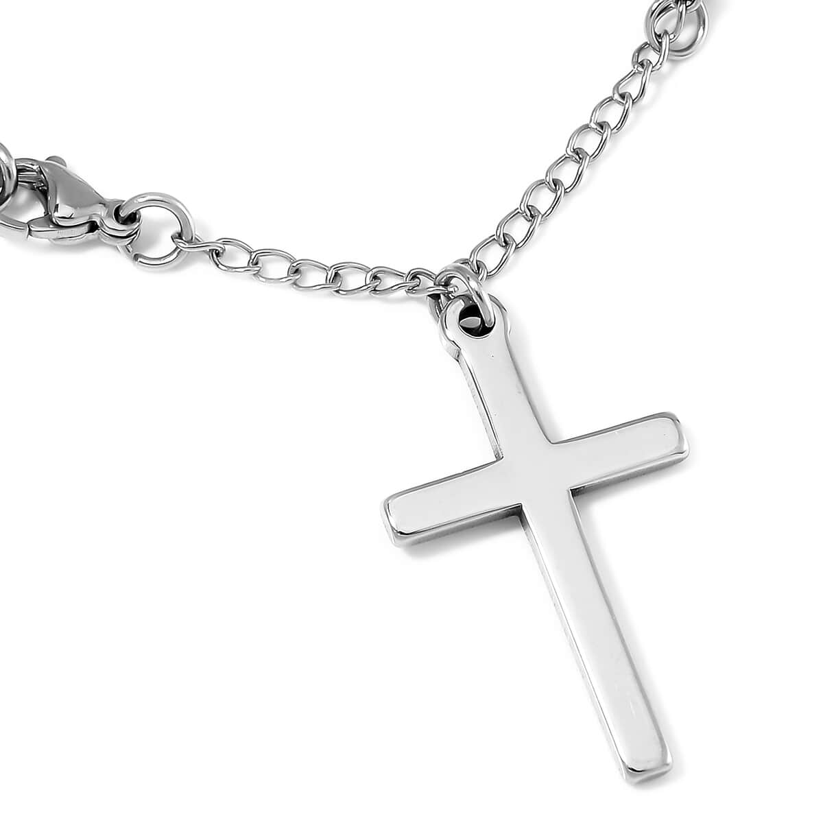 Cross Charm Bracelet in Stainless Steel (7.50 In) image number 5