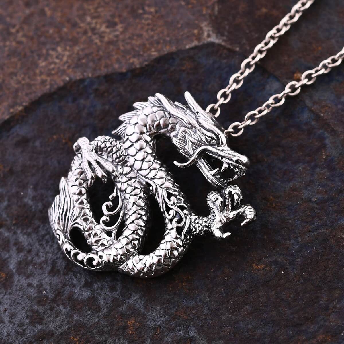 Bali Legacy Sterling Silver Dragon Pendant 8.65 Grams image number 1