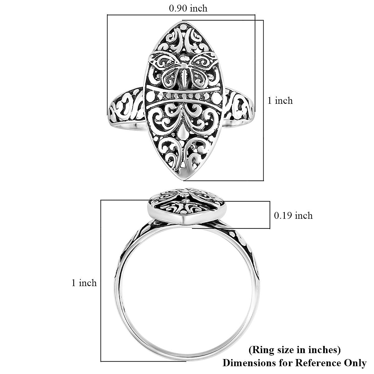 Bali Legacy Butterfly Ring in Sterling Silver (Size 10.0) 3.50 Grams