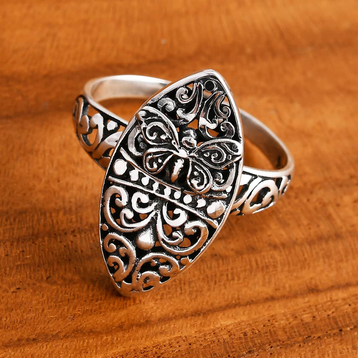 Bali Legacy Butterfly Ring in Sterling Silver (Size 8.0) 3.50 Grams image number 1