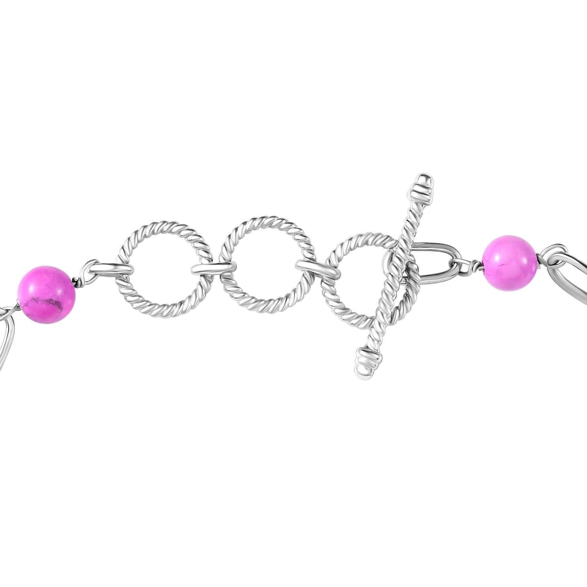 Karis Purple Turquoise Paper Clip Bracelet in Platinum Bond (6.50-800In) 23.10 ctw image number 3