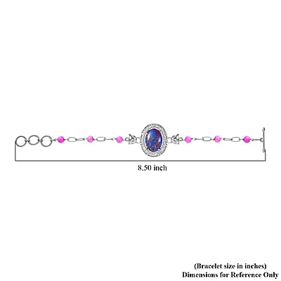 EverTrue Mojave Purple Turquoise 23.10 ctw Paper Clip and Leopard Head Bracelet in Platinum Bond (6.50-800In)