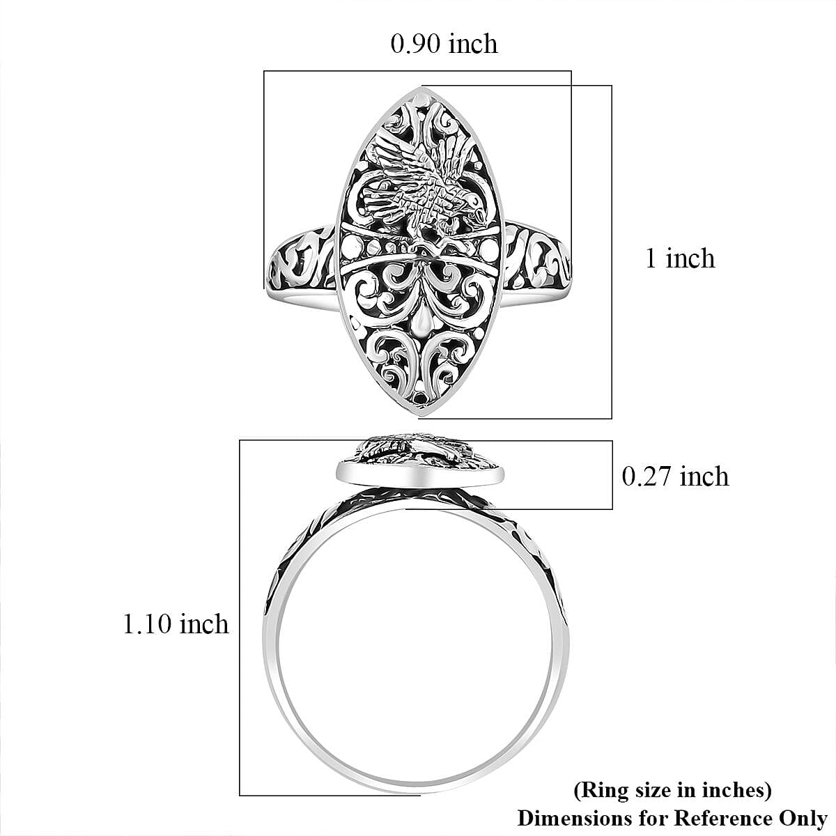 Bali Legacy Eagle Ring in Sterling Silver (Size 9.0) 3.65 Grams image number 5