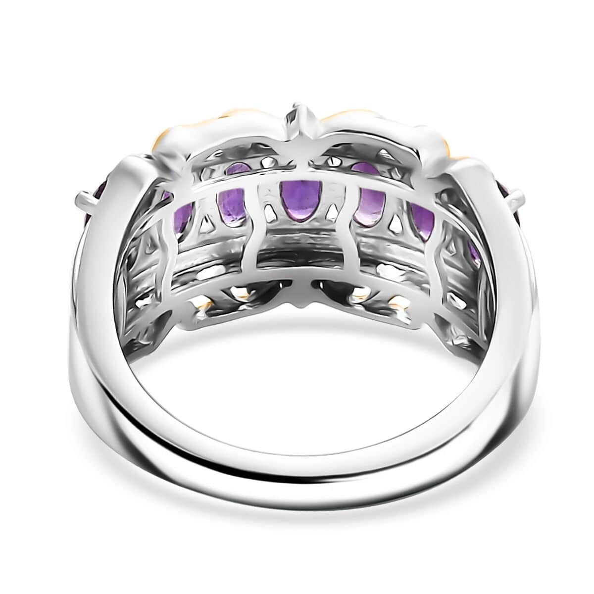 Karis African Amethyst and White Zircon 1.60 ctw Ring in 18K YG Plated and Platinum Bond (Size 10.0) image number 4