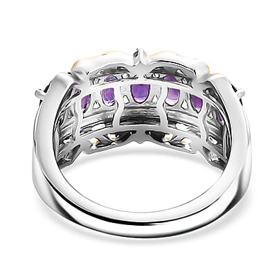 EverTrue African Amethyst and White Zircon 1.60 ctw Ring in 18K YG Plated and Platinum Bond (Size 10.0)