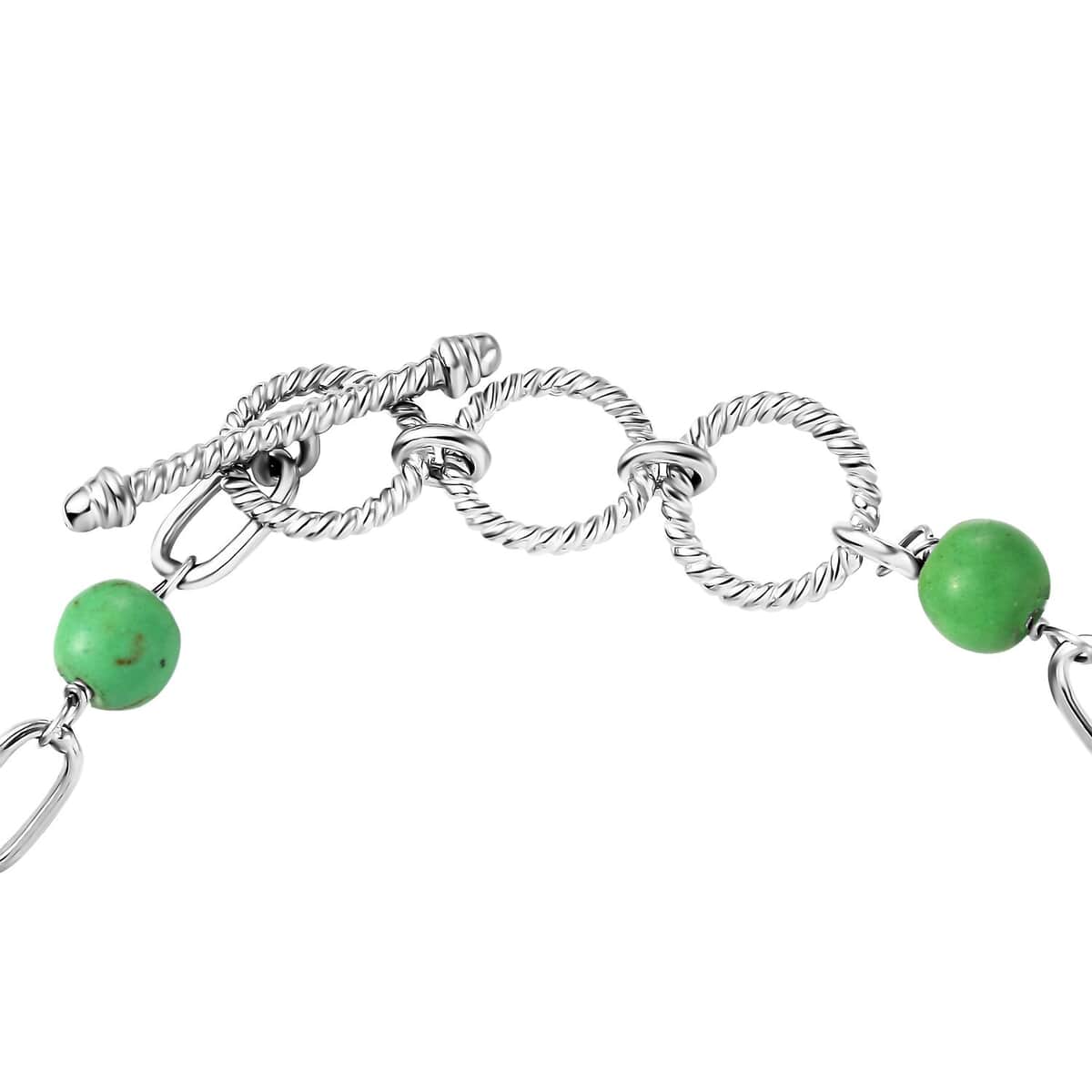 Mojave Green Turquoise 20.75 ctw Paper Clip and Leopard Head Bracelet in Platinum Bond (6.50-800In) image number 3