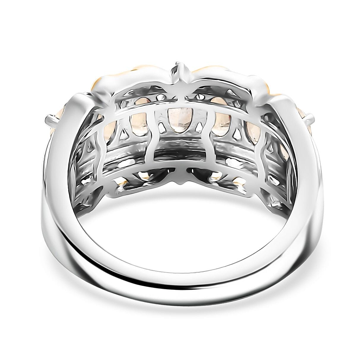 EverTrue Brazilian Citrine and White Zircon 1.60 ctw Ring in 18K Yellow Gold Plated and Platinum Bond (Size 10.0) image number 4