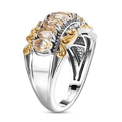 EverTrue Brazilian Citrine and White Zircon 1.60 ctw Ring in 18K Yellow Gold Plated and Platinum Bond (Size 5.0)