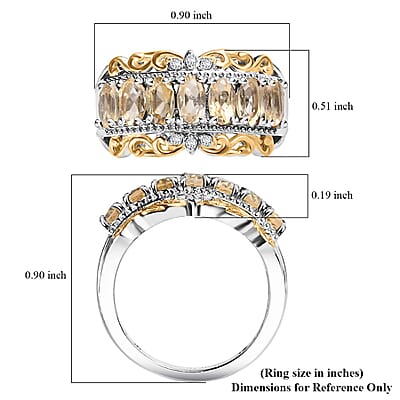 EverTrue Brazilian Citrine and White Zircon 1.60 ctw Ring in 18K Yellow Gold Plated and Platinum Bond (Size 5.0)