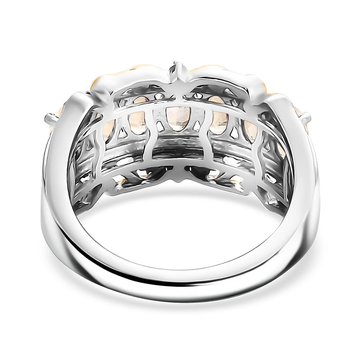 EverTrue Brazilian Citrine and White Zircon 1.60 ctw Ring in 18K Yellow Gold Plated and Platinum Bond (Size 6.0) image number 4