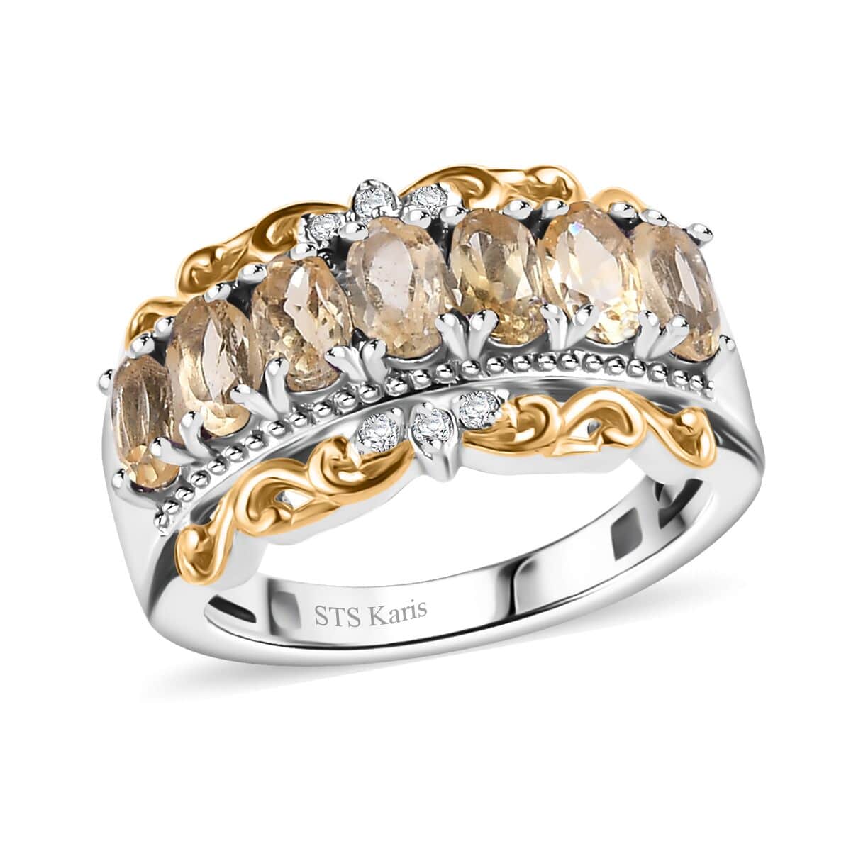 Karis Brazilian Citrine and White Zircon 1.60 ctw Ring in 18K Yellow Gold Plated and Platinum Bond (Size 7.0) image number 0