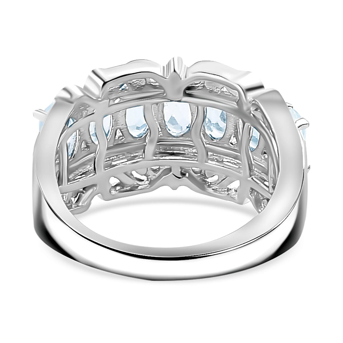 EverTrue Sky Blue Topaz and White Zircon 2.15 ctw Ring in 18K Yellow Gold Plated and Platinum Bond (Size 10.0) image number 4
