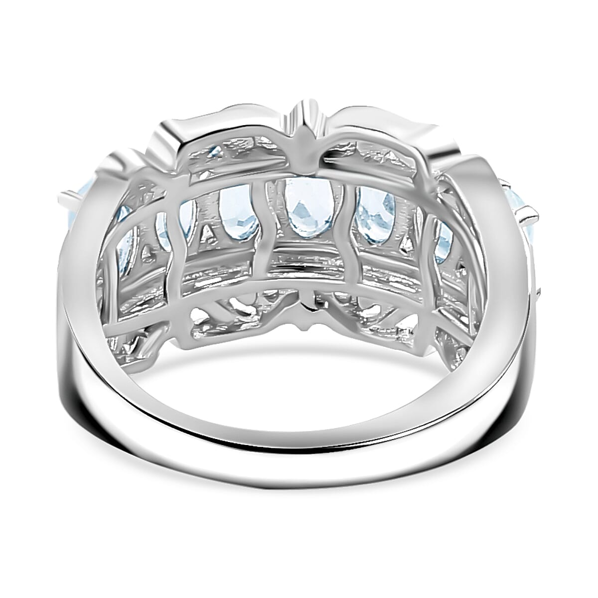 EverTrue Sky Blue Topaz and White Zircon 2.15 ctw Ring in 18K Yellow Gold Plated and Platinum Bond (Size 7.0) image number 4