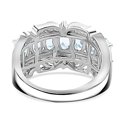 EverTrue Sky Blue Topaz and White Zircon 2.15 ctw Ring in 18K Yellow Gold Plated and Platinum Bond (Size 8.0)