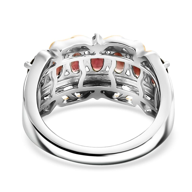 EverTrue Mozambique Garnet and White Zircon 2.15 ctw Ring in 18K YG Plated and Platinum Bond (Size 7.0)