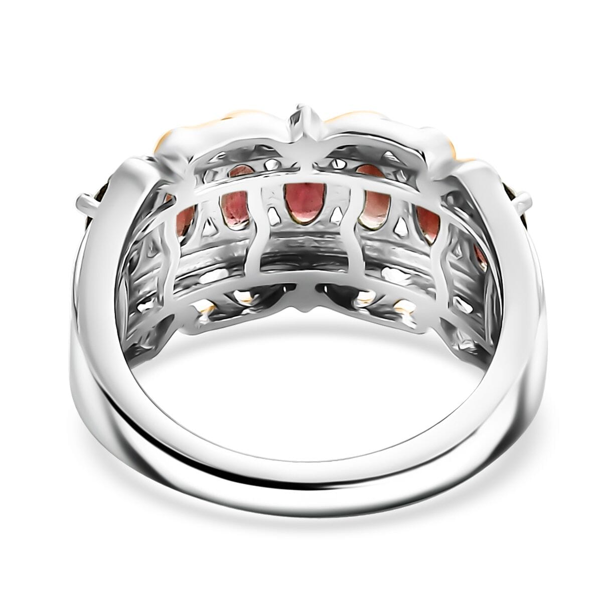EverTrue Mozambique Garnet and White Zircon 2.15 ctw Ring in 18K YG Plated and Platinum Bond (Size 8.0) image number 4