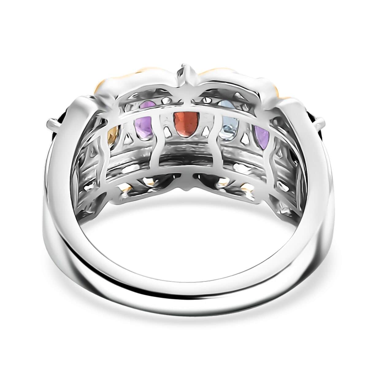 Karis Multi Gemstone 1.75 ctw Ring in 18K Yellow Gold Plated and Platinum Bond (Size 5.0) image number 4