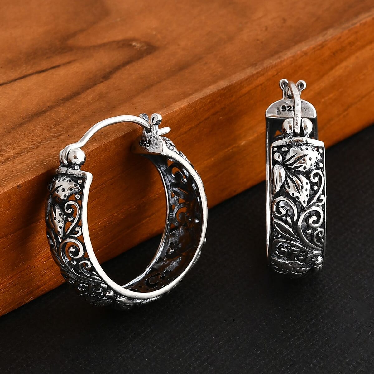 Bali Legacy Butterfly Hoop Earrings in Sterling Silver 6.60 Grams image number 1
