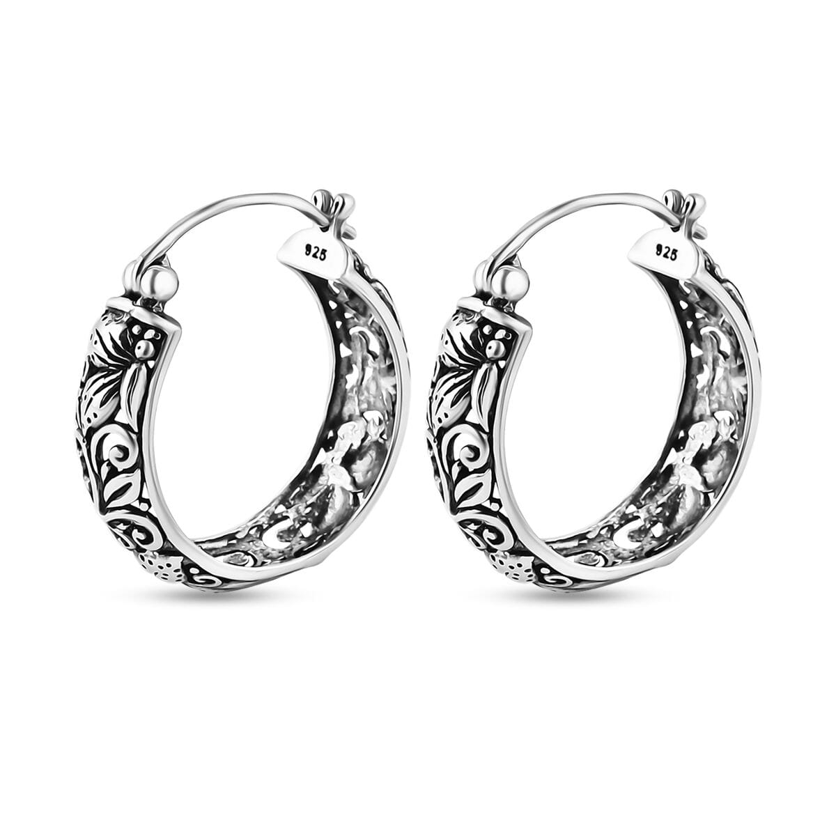 Bali Legacy Butterfly Hoop Earrings in Sterling Silver 6.60 Grams image number 3