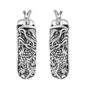 Bali Legacy Dragon Hoop Earrings in Sterling Silver 7.90 Grams