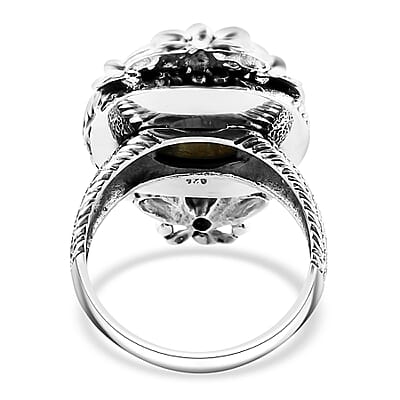 Bali Legacy Premium Malagasy Labradorite 10.90 ctw Bee Ring in Sterling Silver (Size 10.0)