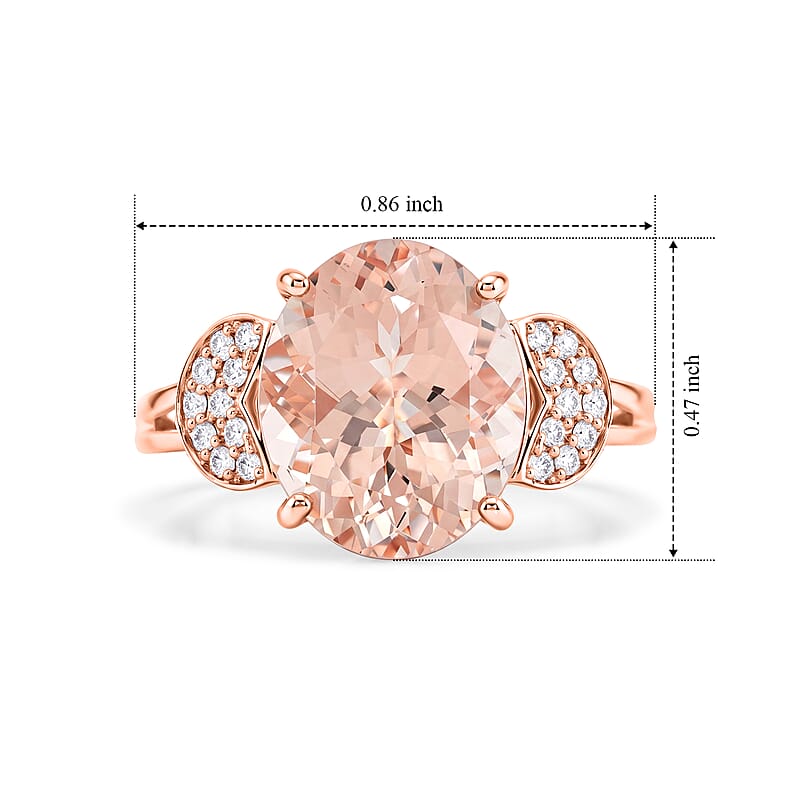 Luxoro 14K Rose Gold AAA Marropino Morganite and Diamond Ring (Size 7.5) 4.50 ctw