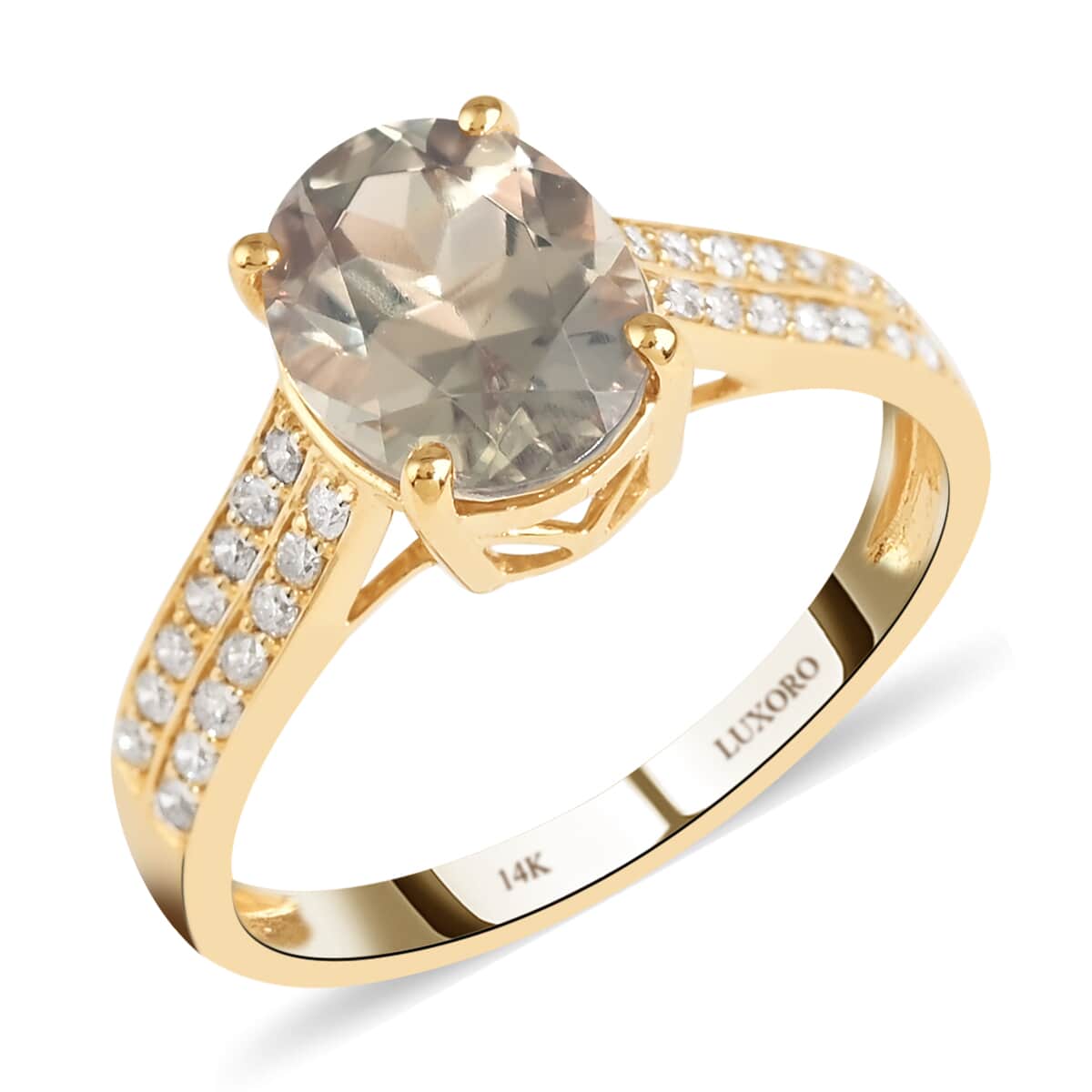 Certified and Appraised Luxoro 14K Yellow Gold AAA Turkizite and G-H I1 Diamond Ring (Size 5.5) 2.30 ctw image number 0