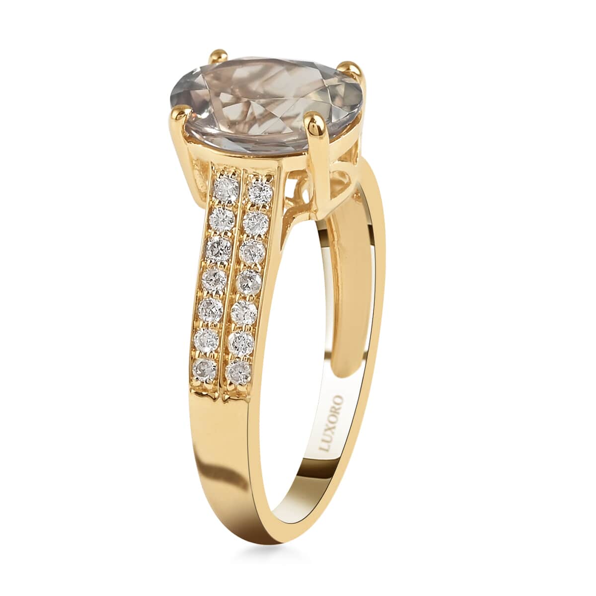 Certified and Appraised Luxoro 14K Yellow Gold AAA Turkizite and G-H I1 Diamond Ring (Size 5.5) 2.30 ctw image number 3