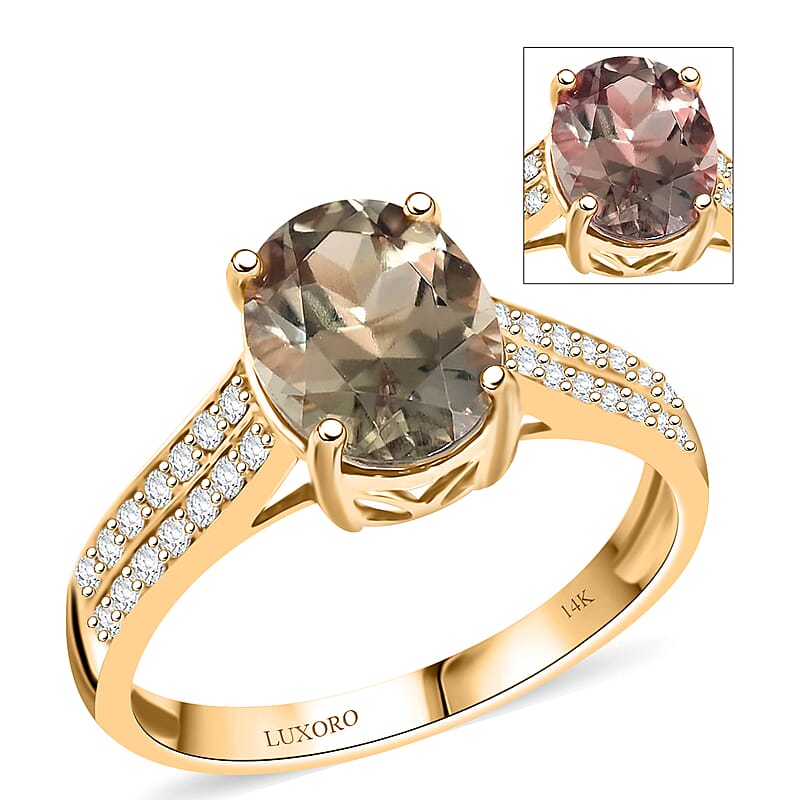 Certified and Appraised Luxoro 14K Yellow Gold AAA Turkizite and G-H I1 Diamond Ring (Size 7.5) 2.30 ctw