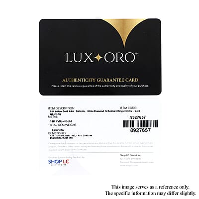 Certified and Appraised Luxoro 14K Yellow Gold AAA Turkizite and G-H I1 Diamond Ring (Size 7.5) 2.30 ctw
