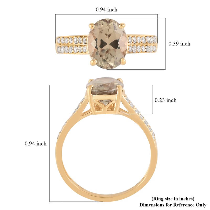 Certified and Appraised Luxoro 14K Yellow Gold AAA Turkizite and G-H I1 Diamond Ring (Size 12.0) 2.30 ctw