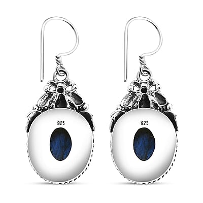 Bali Legacy Premium Malagasy Labradorite 14.35 ctw Bee Earrings in Sterling Silver