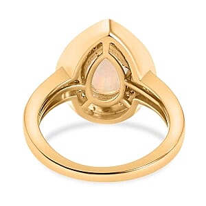 Ethiopian Welo Opal and White Zircon 0.93 ctw Ring in Vermeil Yellow Gold Over Sterling Silver (Size 5.5)