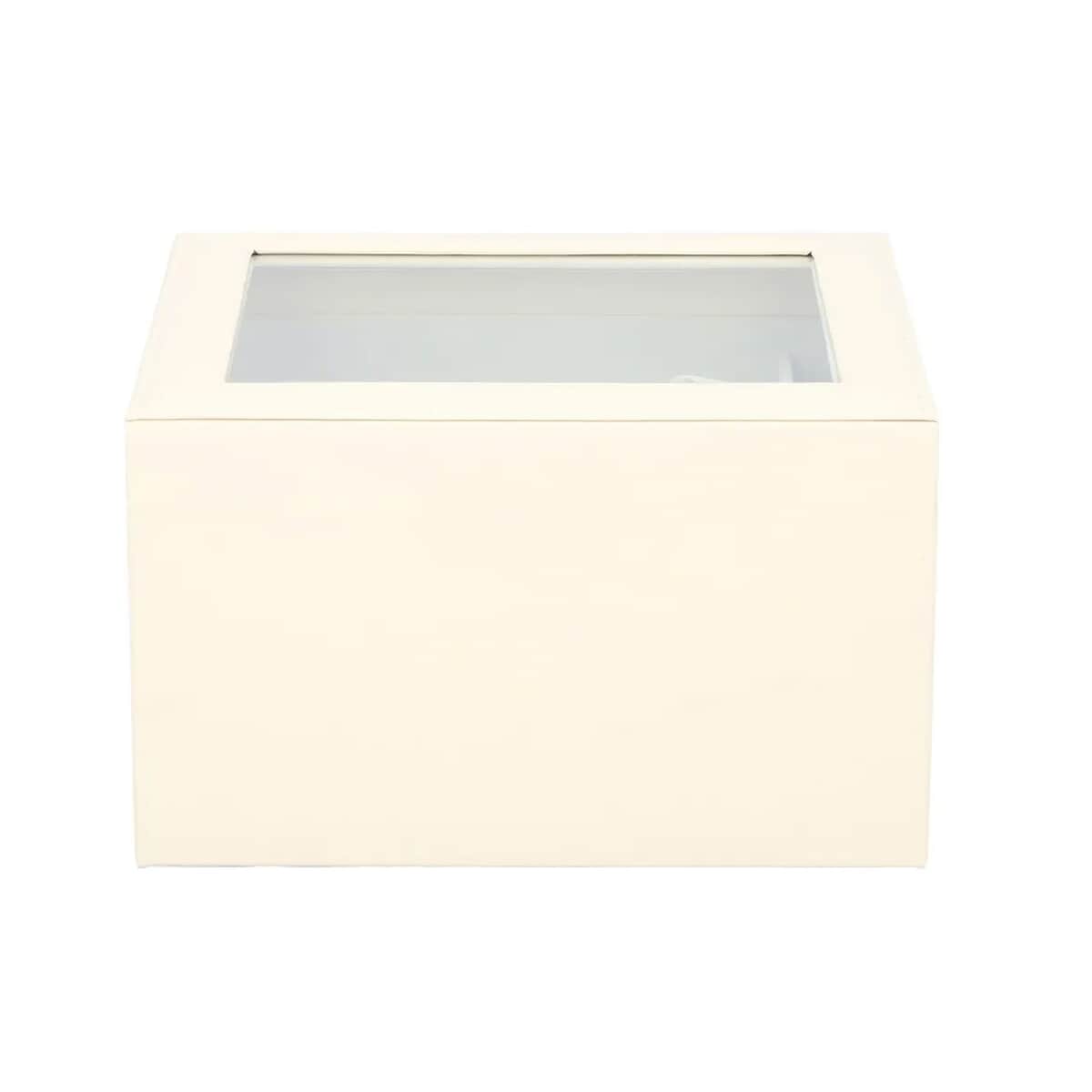 DOORBUSTER Beige Three Layer Faux Leather Jewelry Box with Anti Tarnish Lining and 2 Removable Tray (9.1"x8"x5.3") image number 5