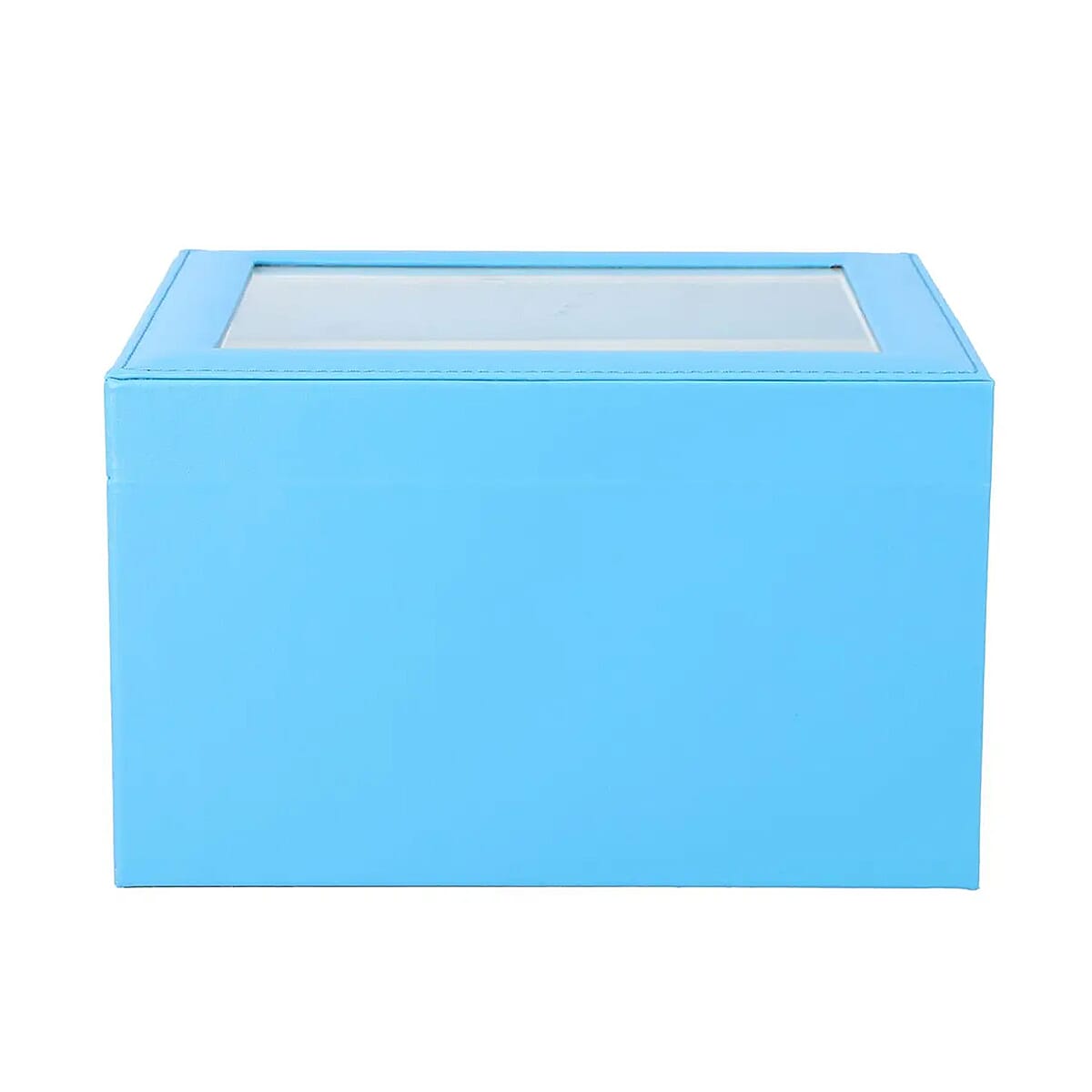 Turquoise Blue Three Layer Faux Leather Jewelry Box with Anti Tarnish Lining and 2 Removable Tray image number 5