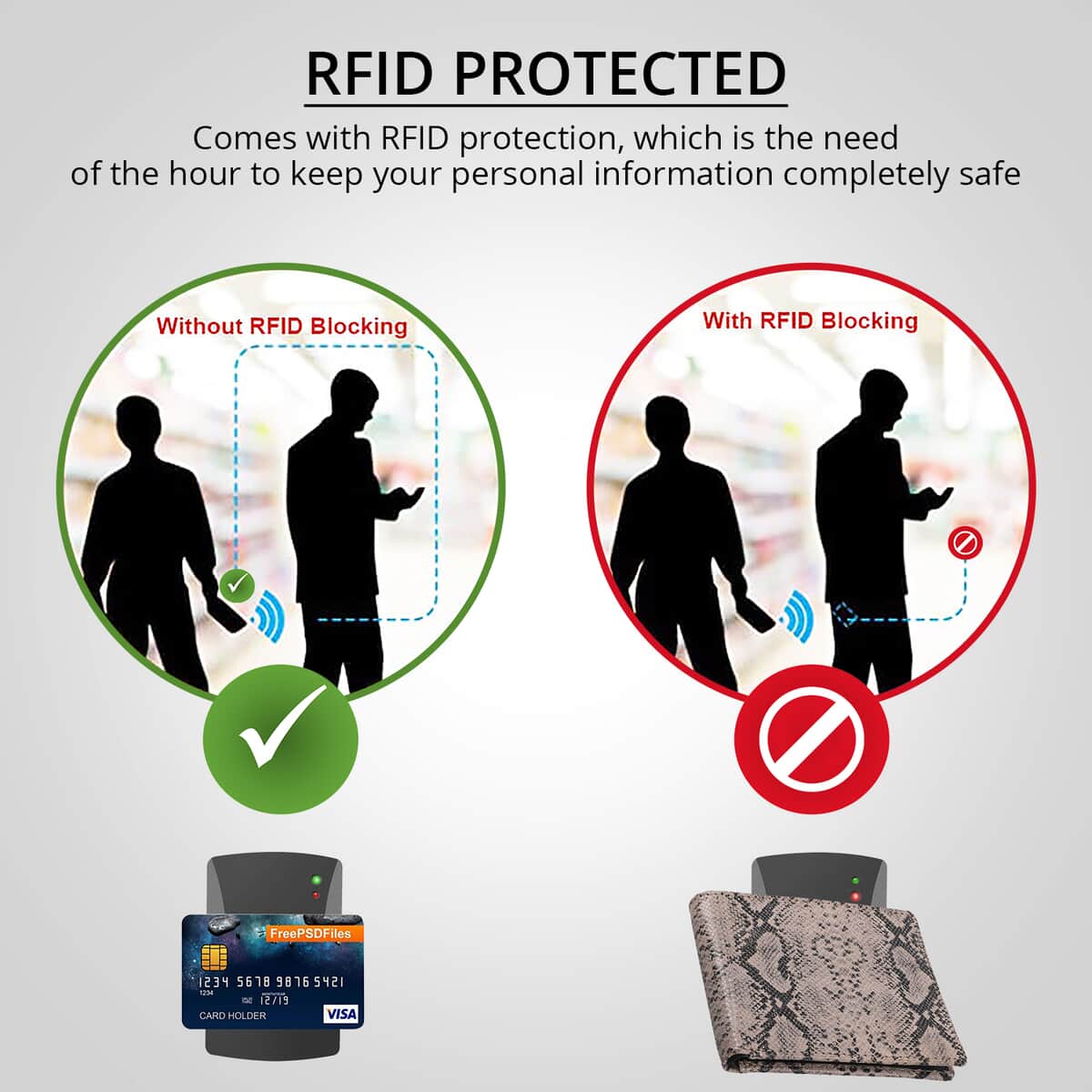 Passage Beige Snake Foiled Pattern Genuine Leather RFID Protected Men's Wallet image number 2