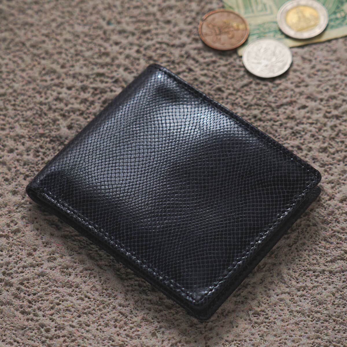 Passage Black Snake Foiled Pattern Genuine Leather RFID Protected Men's Wallet image number 1