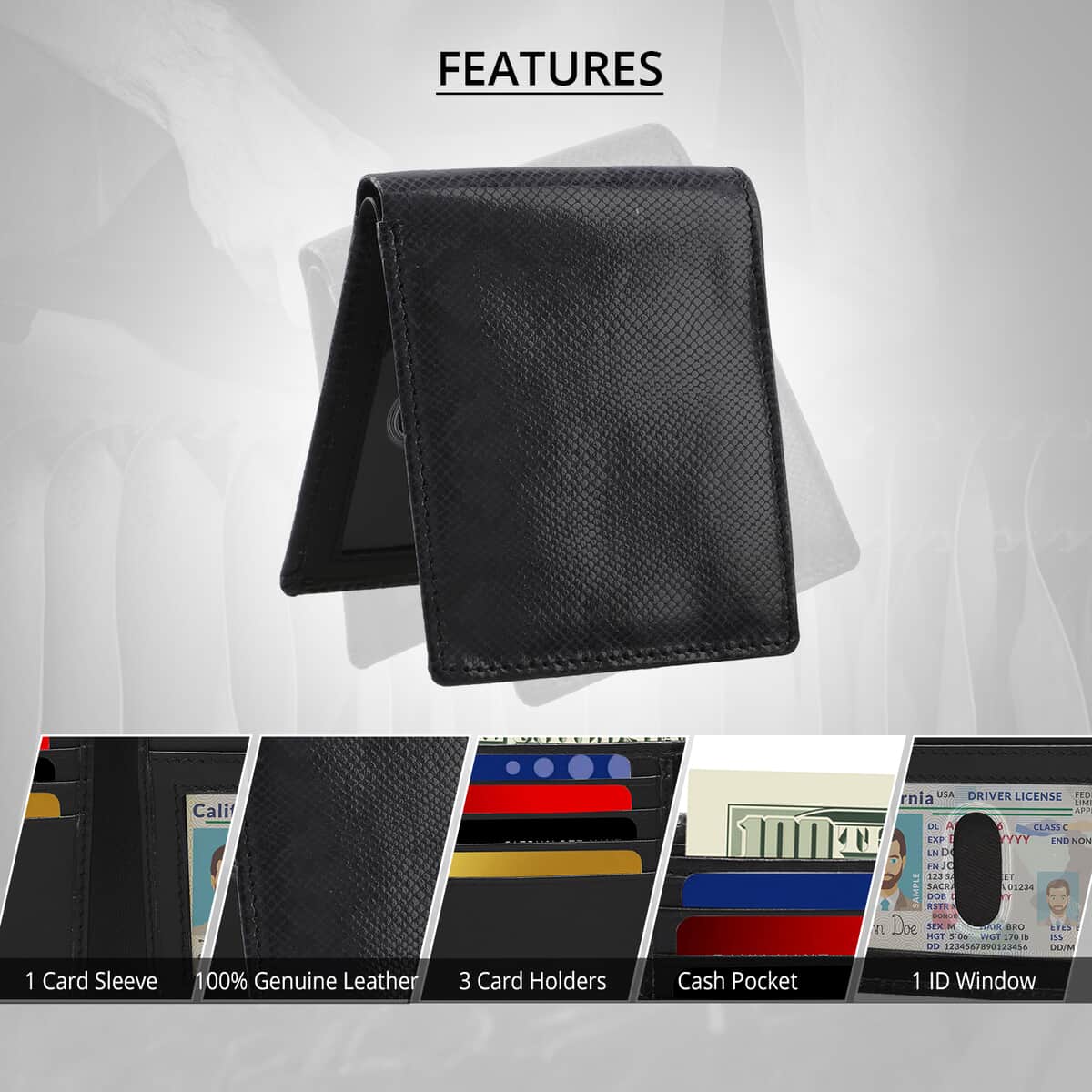 Passage Black Snake Foiled Pattern Genuine Leather RFID Protected Men's Wallet image number 3