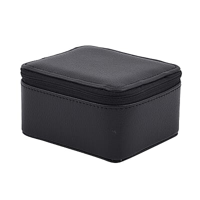Black Faux Leather Double Protection Jewelry Box
