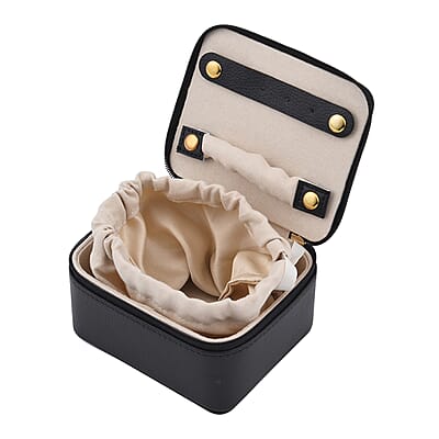 Black Faux Leather Double Protection Jewelry Box