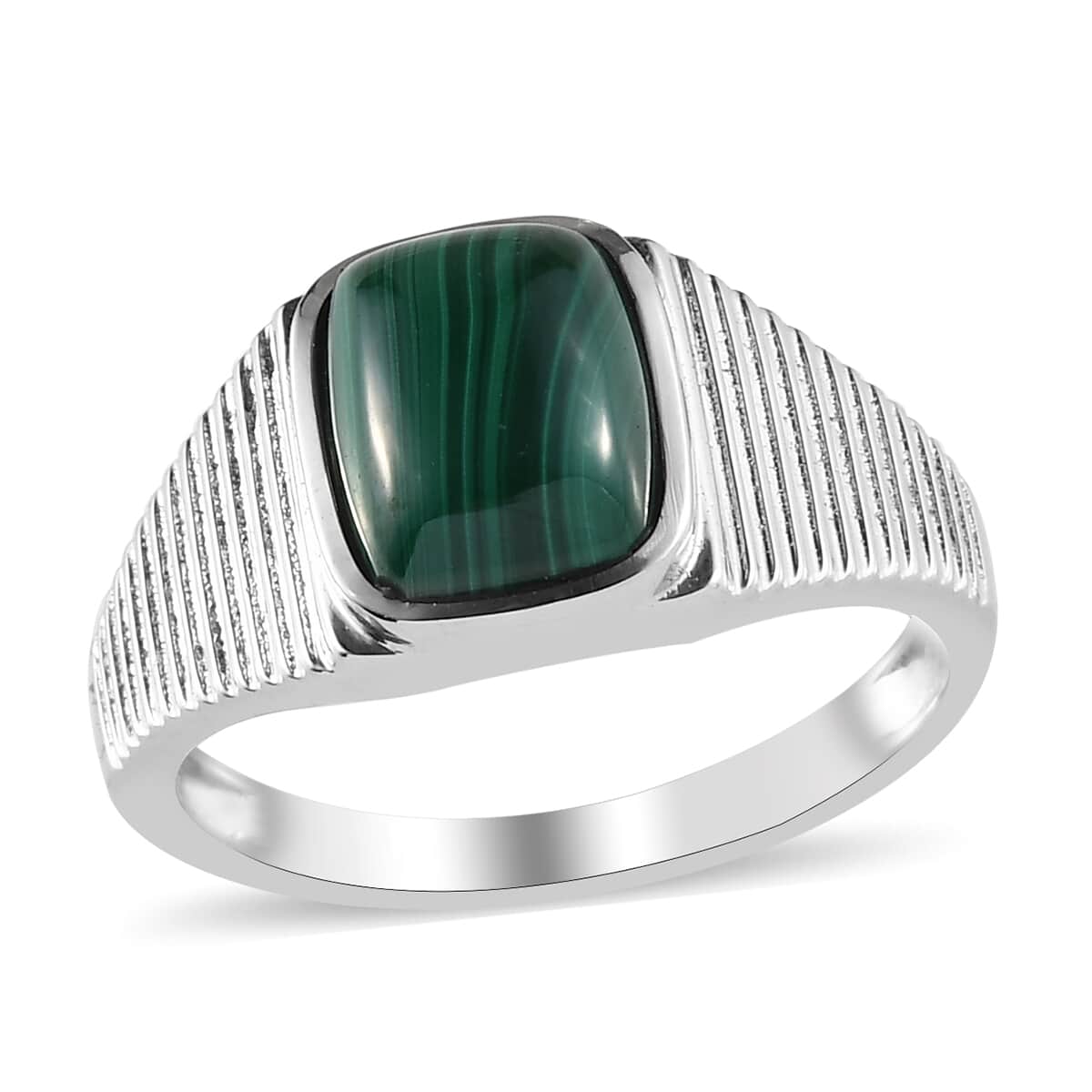 African Malachite Men's Ring in Stainless Steel (Size 10.0) 5.20 ctw image number 0