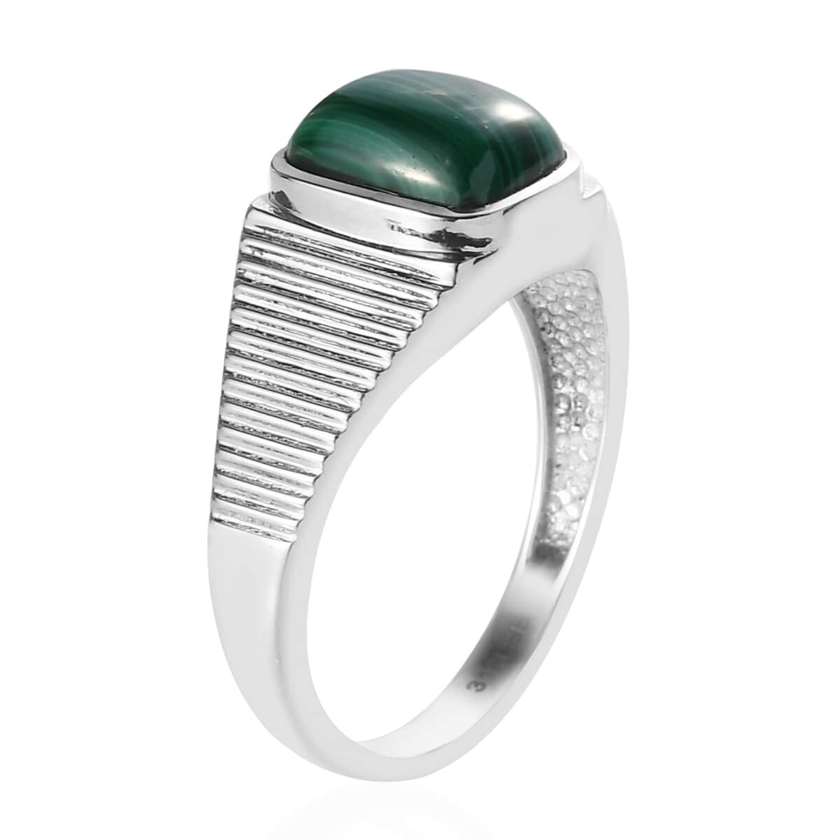 African Malachite Men's Ring in Stainless Steel (Size 10.0) 5.20 ctw image number 3