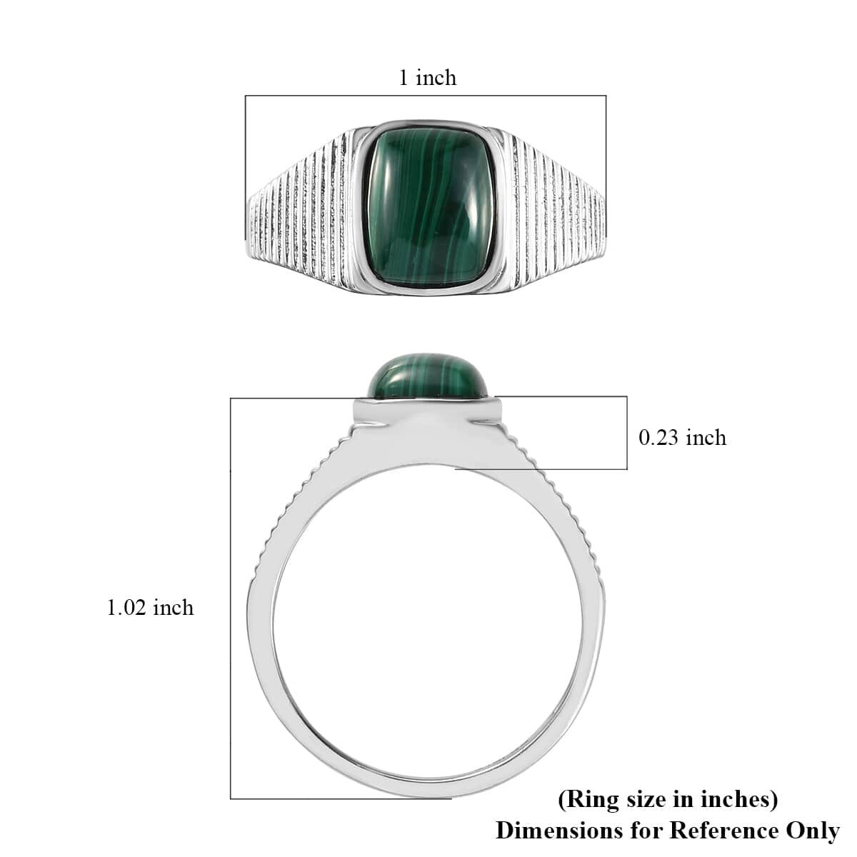 African Malachite Men's Ring in Stainless Steel (Size 10.0) 5.20 ctw image number 5