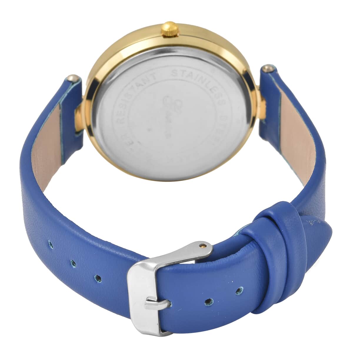 Genoa Austrian Crystal Miyota Japanese Movement Watch with Simulated Opal Dial and Blue Vegan Leather Strap image number 5